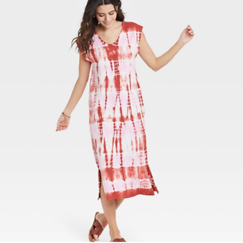 Universal Thread Sleeveless Knit Pink Tie Dye Dress